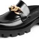 DREAM PAIRS Mules for Women Slip On Shoes Platform Thick Comfortable Womens Chunky Flat Slides Slippers Loafers (6, Black)