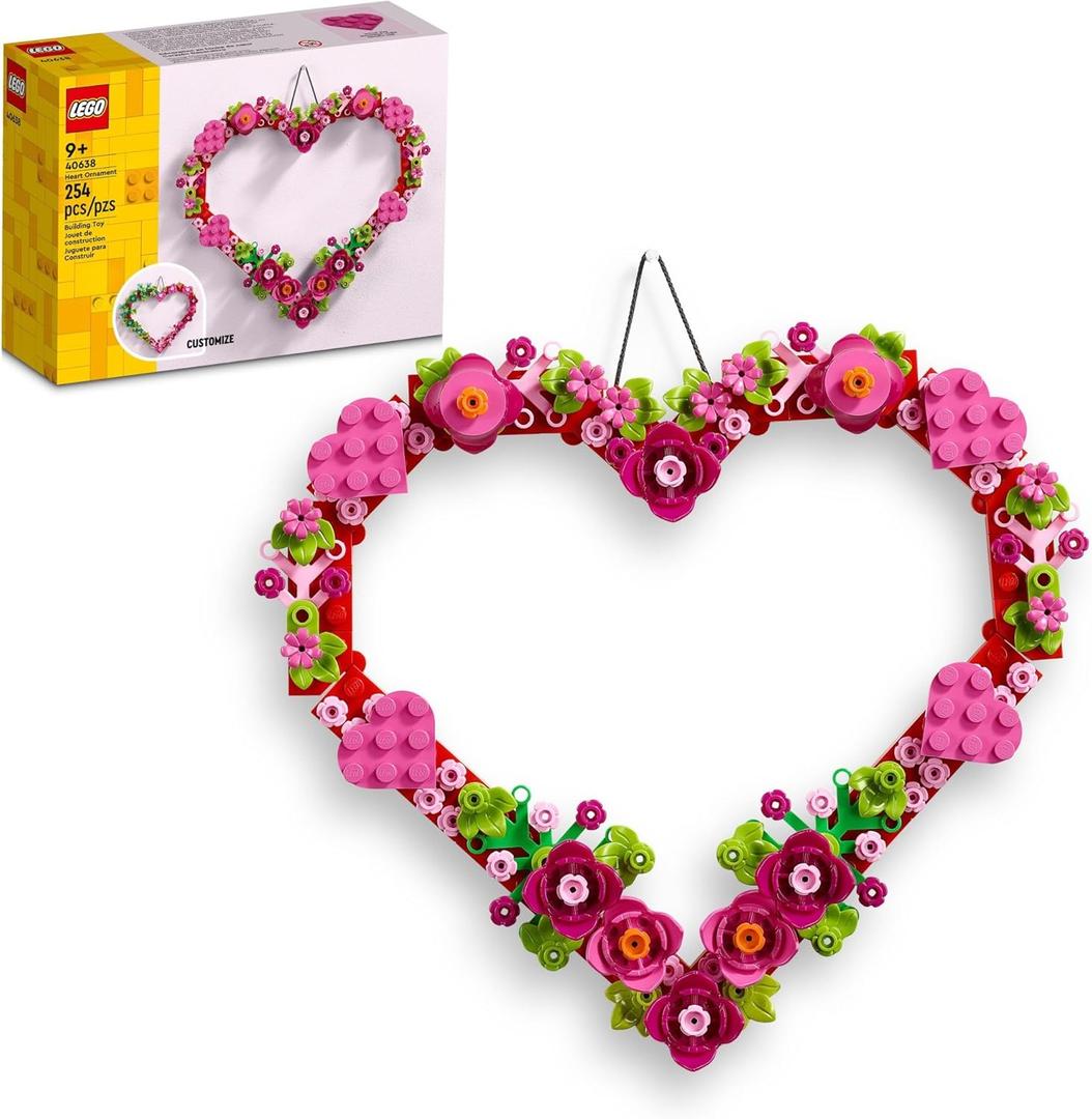 LEGO Heart Ornament Building Toy Set - Fun Arts and Crafts Idea for Girls and Boys, Ages 9+ - Display on The Wall as Home Decoration - Gifts for Kids - 40638