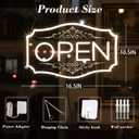 Open Sign for Business, LED Dimmable Neon Open Sign with 12V/2A Adapter, 16.5" x 10.5", Warm White, Bright LED Visibility to Light Up Window, Wall, Bar, Coffee, Salon and Store