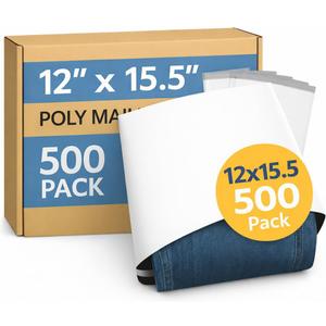 Poly Mailers 12x15.5 (500 Pack)  12x15 Polymailers Shipping Bags, Self-Sealing Mailing Envelopes  2.5 Mil. Made in Canada