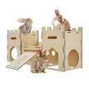HIIMALEX Extra Large Wooden Bunny Castle House Multistory Climbing Tower Hideout Ventilated Sturdy Habitat for Rabbit Guinea Pig Chinchilla Ferret