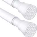 2 Pack White Tension Curtain Rod for Windows 28 to 48 inch Adjustable Expandable Pressure Spring Curtain Rod No Drilling Curtain Rod for Bedroom Doorway Closet Door