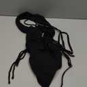 Tempt Me Women Sexy Lace Up One Piece Swimsuit Deep Plunge V Neck High Cut Bathing Suits (Small, Black)