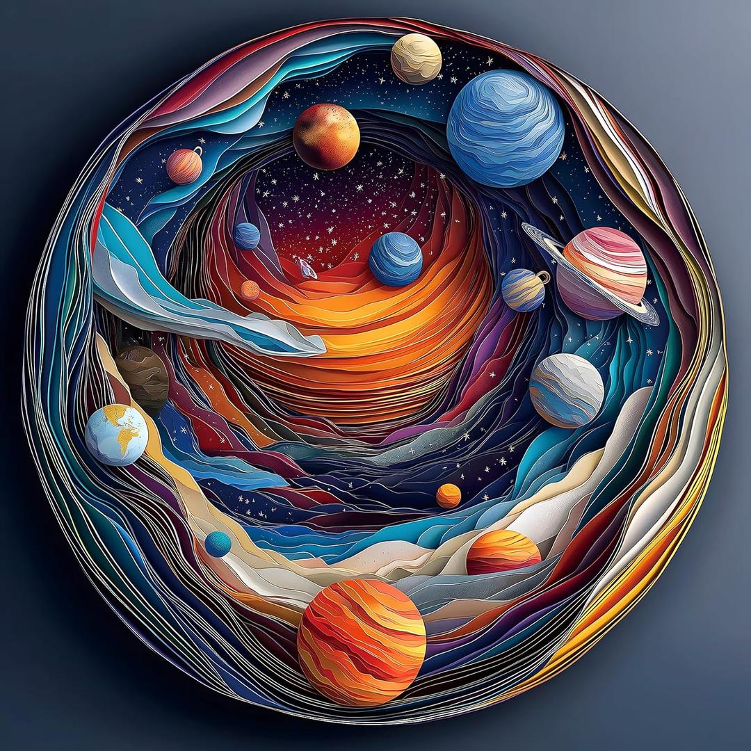 500 Piece Puzzles for Adults Clearance, Mysterious 3D Stereoscopic Cosmic Planets Puzzle for Impossible Challenge Art Jigsaw Puzzles, for Gifts Party Games Family Fun, 20 * 20 Inch Dust-Free Puzzle