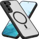 RALEAVO Magnetic for Samsung Galaxy S22 Case [Compatible with Magsafe] Slim Frosted Matte Cover Translucent Hard PC Back Military Drop Protection Phone Case for Girls&Boys, Black