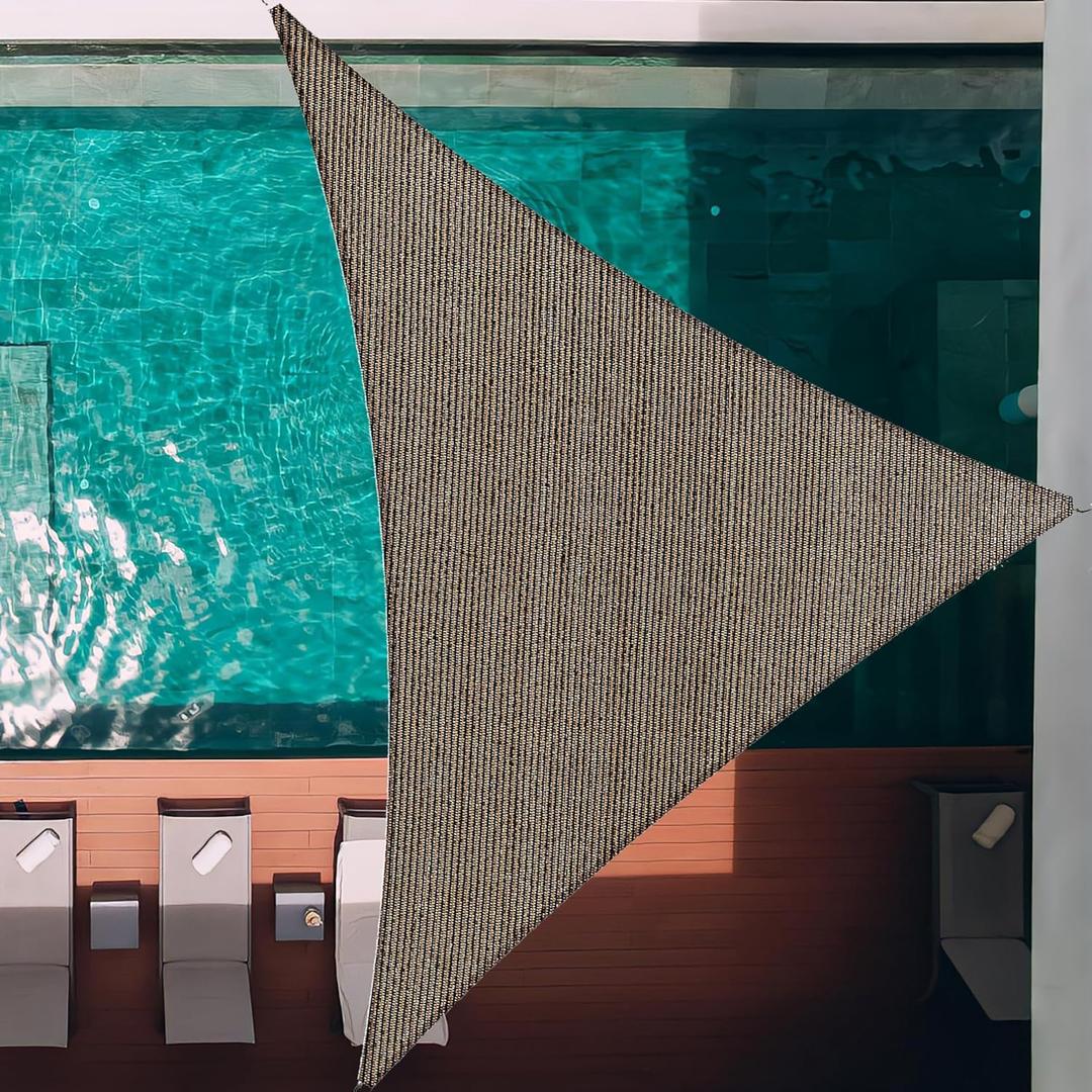 32' x 32' x 32' Brown Triangle Sun Shade Sail (ssET32) Sun Block Canopy Awning Commercial Grade 190 GSM Permeable UV Block for Outdoor Garden Backyard