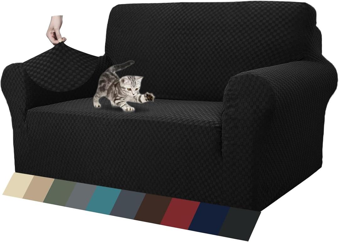 ZNSAYOTX 1 Piece Jacquard Couch Covers for 2 Cushion Couch High Stretch Loveseat Slipcover for Pets Dogs Anti Slip Love Seat Sofa Slipcover Furniture Protector (Loveseat, Black) (Medium (55"-69")) ZNSAYOTX 1 Piece Jacquard Couch Covers for 2 Cushion Couch High Stretch Loveseat Slipcover for Pets Dogs Anti Slip Love Seat Sofa Slipcover Furniture Protector (Loveseat, Black) (Medium (55"-69"))