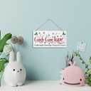 2 x Funny Christmas Wooden Hanging Decor, Candy Cane Lane Traditional Christmas Sweets and Treats, Xmas Candy Shop Door Hanger with Rope Hanging Decoration 6 X 12 Inches