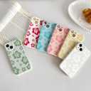 Skyseaco for iPhone 13 Case Cute Hibiscus Phone Case Flower Design Soft Slim TPU Shockproof Camera Protection Phone Cover for Women Girls - Green