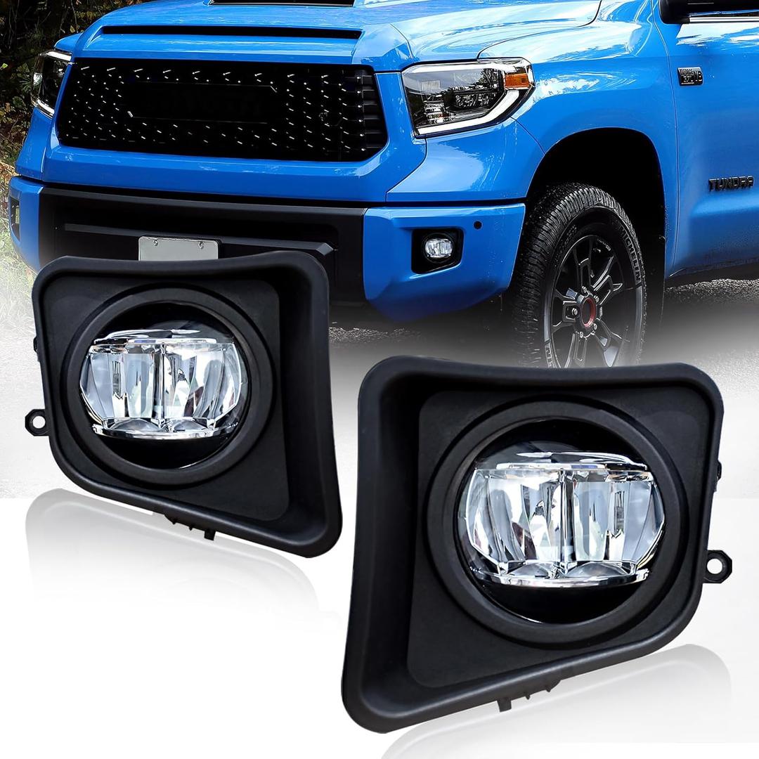 Led Fog Lights Compatible with 2014 2015 2016 2017 2018 2019 2020 2021 Toyota Tundra, 14-21 Tundra Front Driving Fog Lamps Kit, DOT Certified, Clear Lens - 1 Pair