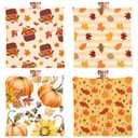 Buryeah 4 Pcs 40 x 50 Inch Thanksgiving Fall Throw Blanket Warm Soft Pumpkin Maple Autumn Plush Blanket Flannel Fleece Throw for Couch Chair Bedroom Picnic Home Decoration