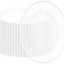 24 Pack Clear Charger Plates 13 Inch Clear Plastic Charger Plates with Beaded Rim Acrylic Round Dinner Plates for Home Kitchen Catering Wedding Table Event Party Dinner Tabletop Decoration (Clear)