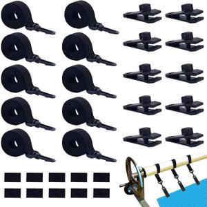 BOXOB 18pcs Pool Solar Cover Reel Attachment Kit, Includes 6 Solar Reel Blanket Straps with Hooks, 6 Swimming Pool Cover Clips & 6 Touch Fasteners Universal Accessories