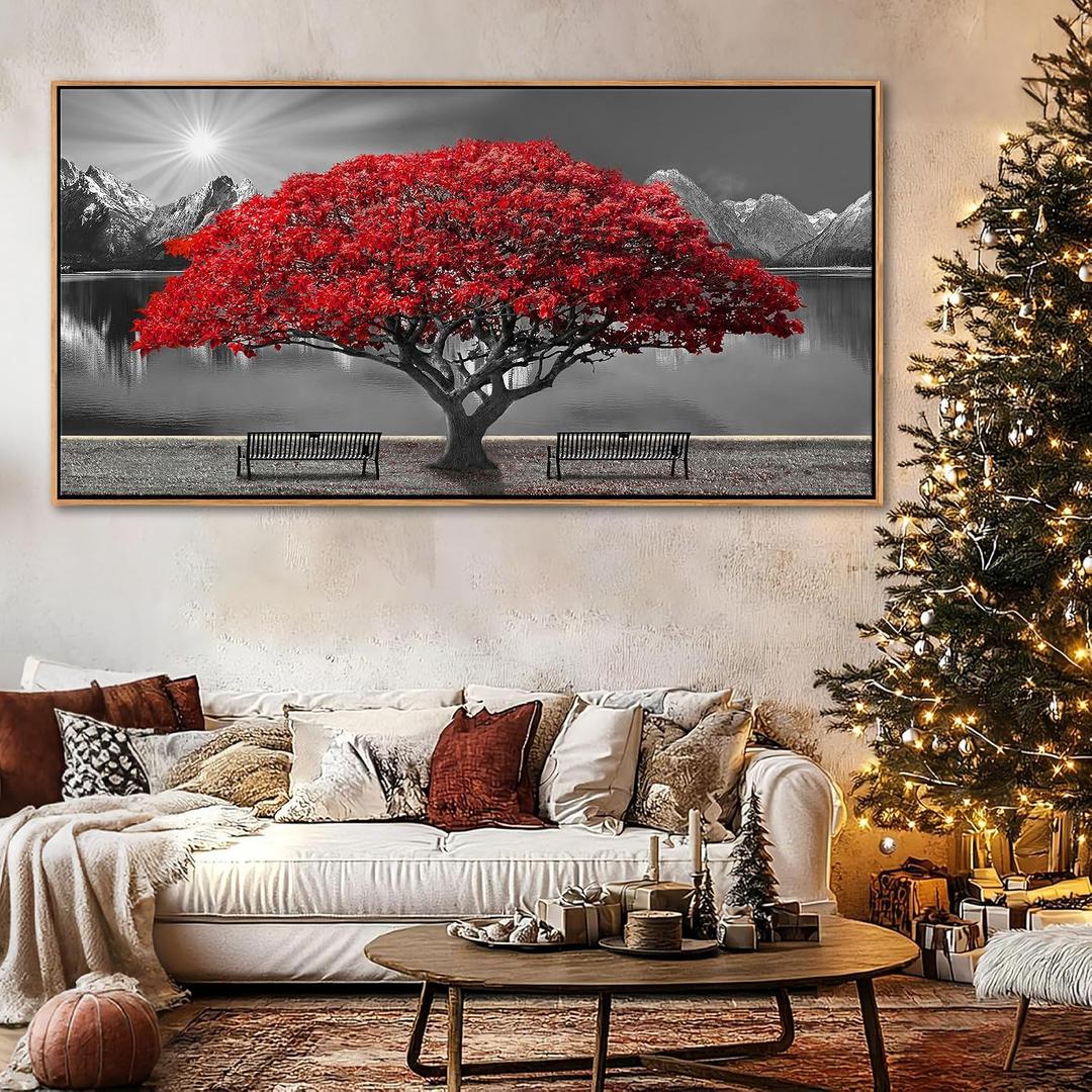 Large Framed Wall Art for Living Room Large Mangrove Landscape Modern Art for Wall Decor Living Room, Bedroom, Office, Home Wall Decor 24x48 inches(With Soild Wood Dark Framed), 2448IN-Framed