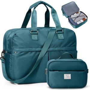 Expandable Personal Item Travel Duffle Bag Weekender Bag for Women Men, Overnight Hospital Carry On Bag with Toiletry Bag for Airplanes Travel Business Trips Sport, Peacock Blue