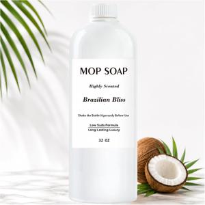 Mop Soap, Brazilian Bliss Waves Aroma Mop Soap Highly Scented Fragrance, 32oz Floor Cleaner Low Suds No Residue Formula for Hardwood, Tile, Laminate & Stone, Suitable for All Mop Types