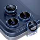 Choiche Compatible for iPhone 17 Pro/iPhone 17 Pro Max Camera Lens Protector, 9H Tempered Glass Camera Cover Screen Protector Metal Ring Decoration Accessories (Blue)