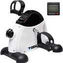 Mini Exercise Bike TODO Pedal Exerciser Foot Peddler Portable Therapy Bicycle with Digital Monitor (Bright White)