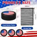 Wettarn 24 Pcs 4th of July Foam Ice Hockey Pucks 3" Mini Patriotic Knee Indoor Red White Blue Hockey Pucks with Mesh Bag for Practicing and Training Party Favors Birthday Fun Gift Decoration