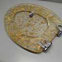 Angol Shiold ELONGATED Gold Resin Toilet Seat Soft Close Quick Release Adjustable Hinges Easy Clean Heavy Duty Toilet Seats Decorative Acrylic Seats (19 Inch, Gold Foil, Upgraded hinge)