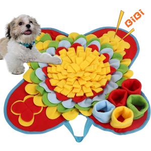 Yummy Sam Snuffle Mat for Small and Medium Dogs, 2 in 1 Portable Interactive Nose Smell Training Sniffing Pad with Puzzle Toys for Boredom Stimulating Slow Eating and Keep Busy (Muilticolor)