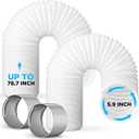 2 Set 78.7'' Length 5.9'' Portable Air Conditioner Hose with Coupler, Anti-clockwise Thread, Universal Flexible Ac Hose Extension with Tube Connector for Air Conditioner Vent