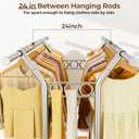 Heavy Duty Clothes Rack, Rolling Clothing Rack With Shelves Load 620 LBS, Double Rod Clothing Racks for Hanging Clothes, Portable& Adjustable Clothes Rack with Wheels Garment Rack (Sliver)