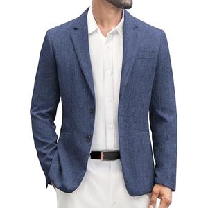 Mens Blazer and Sport Coats Slim Fit Two Button Lightweight Suit Jacket With pants Business Jacket Navy Blue Size 16Y