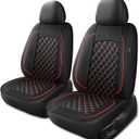 Leather Car Seat Covers,Breathable and Waterproof Napa Leather Automotive Seat Cover,Universal Interior for Cars,Sedans,SUVs,Vans,Trucks(Front Seat,Black+Red,N3)