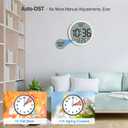 WallarGe Atomic Wall Clock - Never Needs Setting, Digital Wall Clock Battery Operated with Date, Temp, DST, Self-Setting Time, Easy to Read 8 Inch Display for Bedroom, Living Room, Home, Office