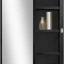 Fundin Black Plastic Medicine Cabinet, Mirror Door with Round Corner Metal Frame, Recessed and Surface Mount Bathroom Wall Medicine Cabinet, 16 x 28 inch Mirror Size