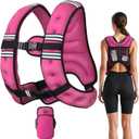 Weighted Vest, 12lb Weight Vest with Reflective Stripe, for Men Women Workout Equipment for Strength Training, Running, Jogging, Fitness, Weight Loss (12lb, Pink)