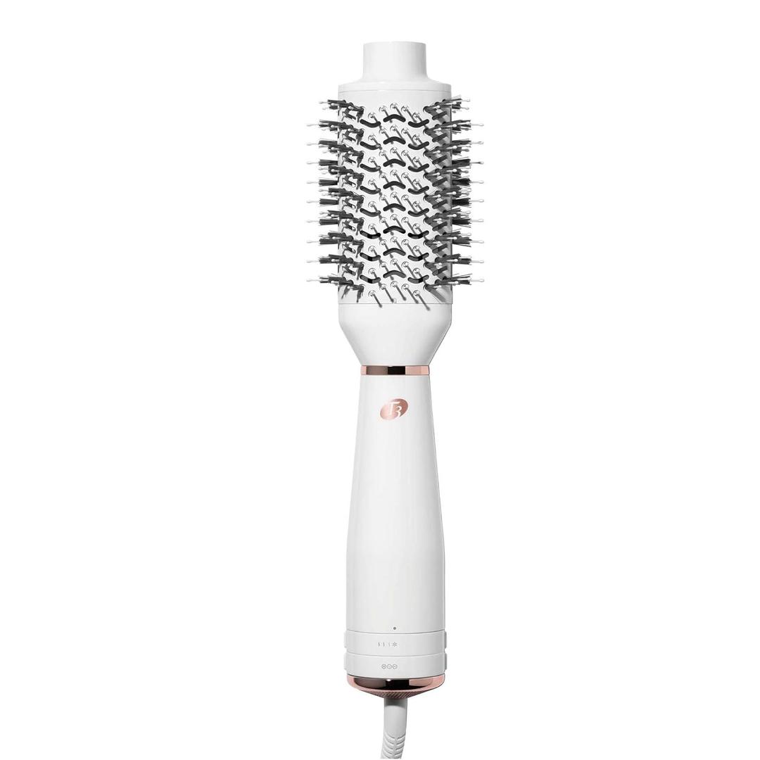 T3 AireBrush One Step Smoothing and Volumizing Hair Blow Dryer Brush, for Fast Drying and Styling with Multiple Heat and Speed Settings, Ceramic and Cool Shot (Oval, White/Rose Gold)