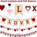 4Pcs Valentines Day Decorations Valentines Day Decor Handmade Love Heart XO Garlands Banner for Engagement Wedding Party Home Classroom Office, No DIY Required