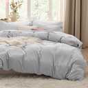 Bedsure Light Grey Duvet Cover King Size - 3 Pieces Prewashed Cotton-Like Extra Soft Bedding Set, Includes 1 Duvet Cover 104x90 Inches with Zipper Closure & 2 Pillow Shams, Comforter Not Included