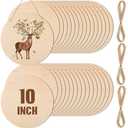 Suzile 11 Pcs Wood Rounds for Crafts Unfinished Blank Round Wooden Signs Circles Discs for DIY Christmas Home Decor Painting Door Hanger Design(10 Inch)