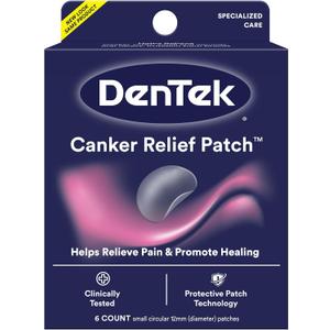 DenTek Canker Relief Patches for Canker Sore Pain Relief, Helps Relieve Soreness from Braces & Oral Wounds, 6 Count