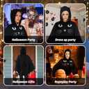 Black cat costume for girls, Cute Halloween Poncho for Women Adult, Hooded Cloak for Cosplay Dress Party Gift, Cat Ears and Removable Tail, One Size, Classic Style (XXL)