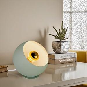 SaoodSu Small Bedside Table Lamp, Modern Table Lamp for Bedroom Nightstand, Cute Bedside Lamp, LED Sphere Lamp, E12 Bulbs, Desk lamp for Living Room Dorm Office (Lime Green)