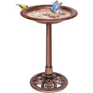 VIVOHOME Bird Bath for Outside, Polyresin Pedestal Bird Baths for Outdoor, Garden, 28 Inch Height Weather-Resistant Birdbaths with 20" Bowl, Antique Bronze