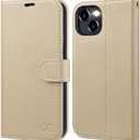 OCASE Compatible with iPhone 15 Wallet Case, PU Leather Flip Folio Case with Card Holders RFID Blocking Kickstand [Shockproof TPU Inner Shell] Phone Cover 6.1 Inch 2023, Litchi Apricot