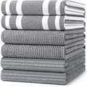 Homaxy Premium Kitchen Towels(18x 28, 6 Pack), Large Cotton 380 GSM Kitchen Hand Towels, Soft and Absorbent Terry Dish Towels, Multipurpose Tea Towel Set with Hanging Loop, Grey, 18 inches by 28 inches