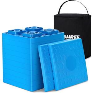 Kohree Heavy Duty RV Leveling Blocks, 12 Pack Camper Leveling Blocks with Storage Bag, Interlocking Sturdy RV Blocks for Single and Dual Wheels, Stabilizer, Jack, Travel Trailer Accessories (Blue - 12 Pack)
