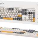 Wireless Mechanical Keyboard,104 Keys 100% Full Size with Number Pad,Gasket Mounted Creamy Sound,Hot Swappable,Knob& Media Keys,Bluetooth/2.4GHz/USB-C for Gaming/Typing/Win/Mac/PC (Retro Beige)