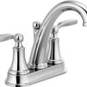 Delta Woodhurst Centerset Chrome Bathroom Faucet, 4 Inch 3 Hole Bathroom Sink Faucet for Vanity, Metal Push-Pop Drain Assembly, Chrome 2532LF-MPU