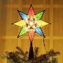 Brizled Christmas Star Tree Topper, 8" Lighted Double-Sided Christmas Tree Topper, 8-Point Multi Color Xmas Tree Topper with 10 Warm Lights, 120V UL Certified Tree Star for Christmas Tree Party Home