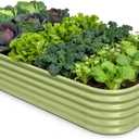 Galvanized Raised Garden Bed 8x4x1.5 ft, 18" Tall Metal Planter for Outdoor Plants Vegetable Herb Leafy Green, Modular Raised Flower Bed with Rust Resistant Coating - Moss Green