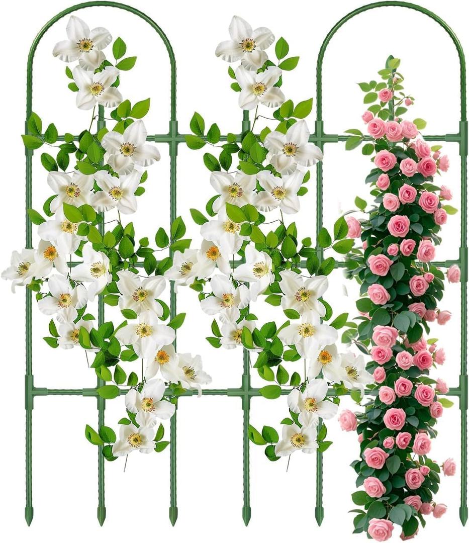 Trellis for Climbing Plants Outdoor,47.2" H Garden Trellis,Rustproof Garden Arch Trellis Cucumber Tomato Support Structure for Raised Bed(Green)