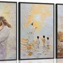 3pcs Jesus With Children Wall Art Christian Kids Room Posters Artwork Jesus Teaching Children Watercolor Painting Pictures Wall Decor for Kids Room Bedroom Church Decorations Unframed