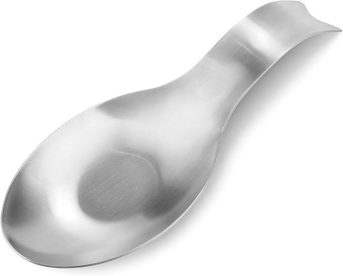 Stainless Steel Spoon Rest, Spatula Ladle Holder, Stainless Steel Utensil Spoon Rest Holder, Brushed Finish, Dishwasher Safe 9.8 x 3.7 Inch (Silver 1PC)